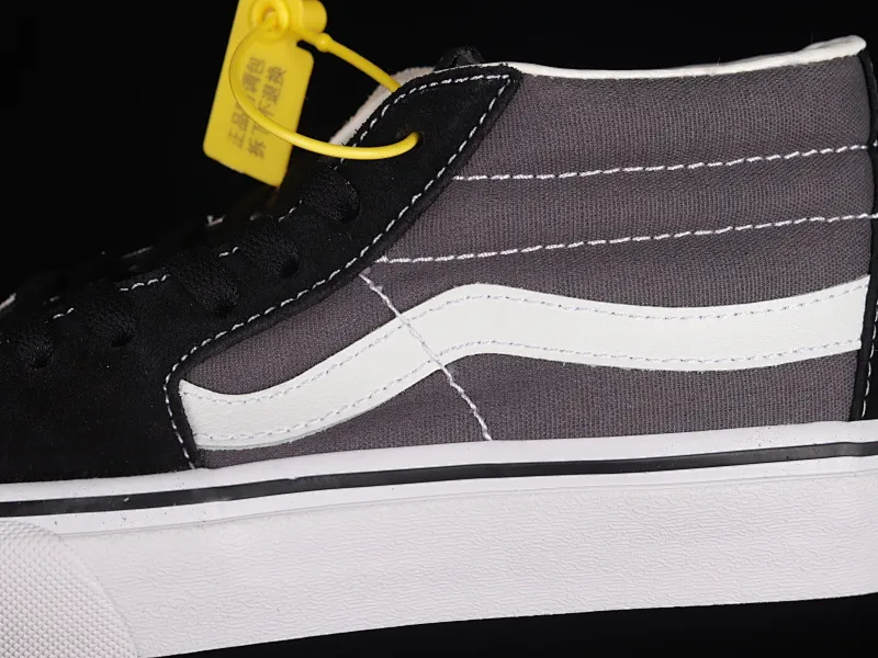 All categories Vans Vans series Vans Mid Vans China Vans Sk8 Mid Reissue black and gray splicing mid-top retro casual canvas skateboard shoes VN0A3WM32PD